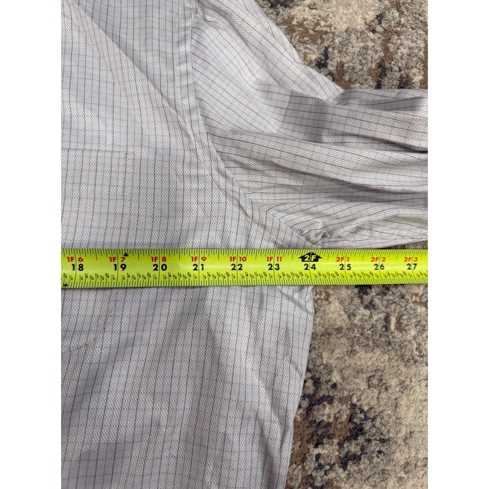 Hugo Boss Mens 17 32/33 Purple White Micro Grid Check Cotton Dress Shirt L/S - Picture 8 of 11